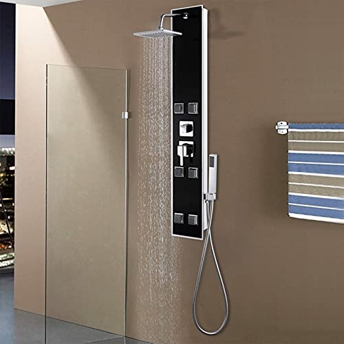 BaraSh Duschpaneel Glas 18×42,1×120 cm Schwarz Duschpaneel Eckmontage Duschpaneele Komplett von BaraSh