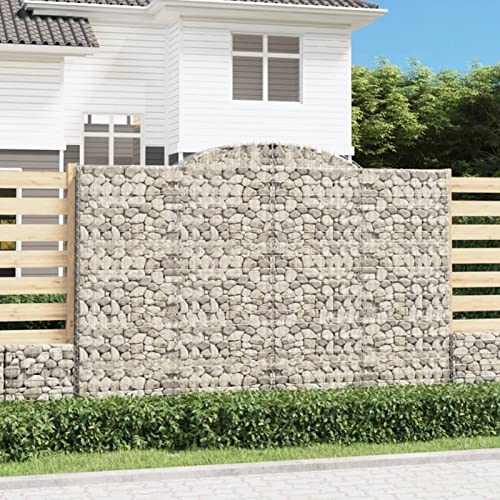 BaraSh Gabione mit Hochbogen 300x50x200/220 cm Verzinktes Eisen GabionenköRbe WasserzapfsäUle Garten Gabionen Zaun Gabionensteine von BaraSh