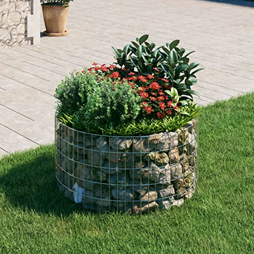 BaraSh Gabionen-Säule Rund Verzinkter Stahl Ø100x50 cm Gabione Steingabionen Steinkorb Gabionen Wand Drahtkorb Draht Mauer von BaraSh