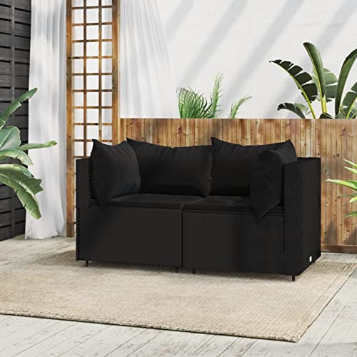 BaraSh Garten-Ecksofas mit Kissen 2 STK. Schwarz Poly Rattan GartenmöBel Lounge Rattansessel Lounge Set Outdoor von BaraSh