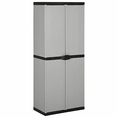 BaraSh Garten-Lagerschrank mit 3 Böden Grau & Schwarz 68x40x168 cm LagerschräNke Gartenschrank Lagerschrank Highboard Schrank von BaraSh