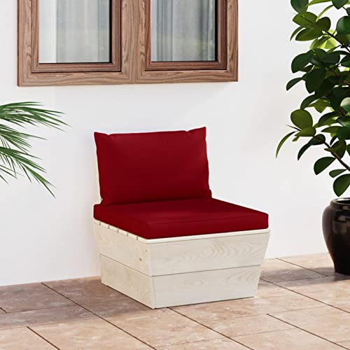 BaraSh Garten-Paletten-Mittelsofa mit Kissen Outdoor Sofa Balkon Sitzecke PalettenmöBel Paletten Couch Imprägniertes Fichtenholz 3063369 von BaraSh