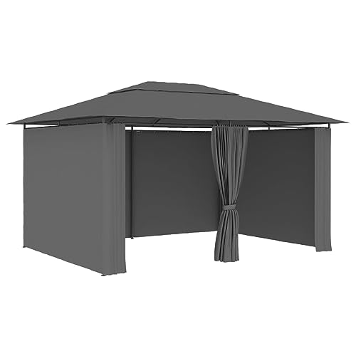BaraSh Gartenpavillon mit Vorhängen 4 x 3 m Anthrazit Garten Zelt Pavillon Ruckzuck Zelt von BaraSh