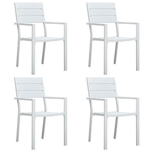 BaraSh Gartenstühle 4 STK. Weiß HDPE Holz-Optik Teak Monoblock Stuhl GartenstüHle 4er Set von BaraSh