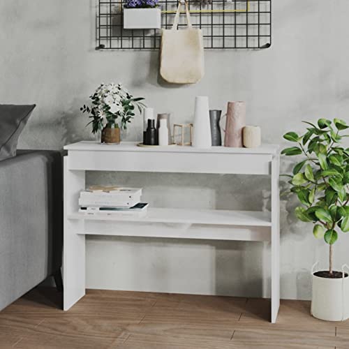 BaraSh Konsolentisch Hochglanz-Weiß 102x30x80 cm Holzwerkstoff Kommode Mit Schubladen Sideboard Wohnzimmer Tisch Mit Schubladen von BaraSh