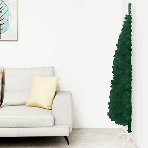 BaraSh Künstlicher Halb-Weihnachtsbaum mit Ständer Schlank Grün 240 cm Weihnachtspyramide von BaraSh