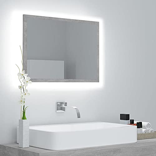 BaraSh LED-Badspiegel Betongrau 60x8,5x37 cm Acryl Spiegel Mit Beleuchtung Smart Mirror von BaraSh