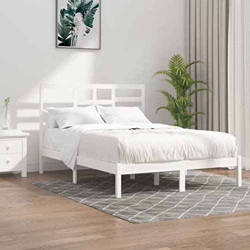 BaraSh Massivholzbett Bettgestell Bed Frame Bett Mit Bettkasten Hausbett Bett Massivholz Weiß 160x200 cm - 3105806 von BaraSh