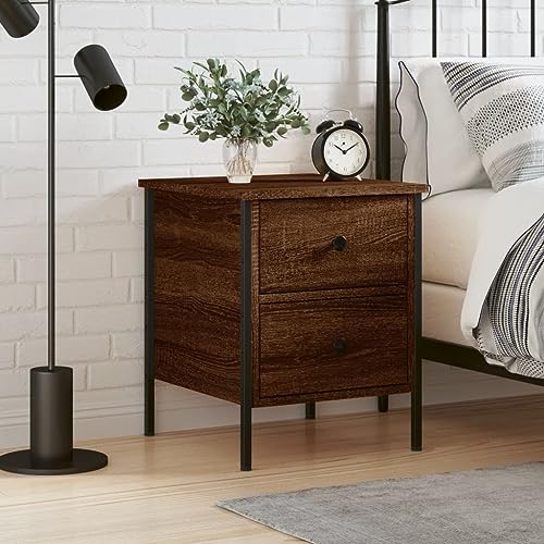 BaraSh Nachttisch Braun Eichen-Optik 40x42x50 cm Holzwerkstoff NachtschräNkchen Schlafzimmer MöBel Nachtschrank Nachttische - 825991 von BaraSh