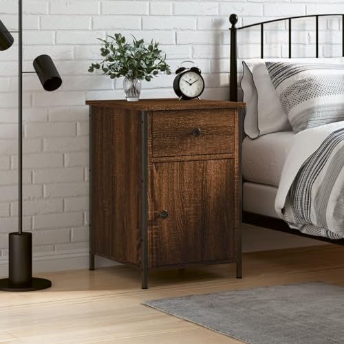 BaraSh Nachttisch Braun Eichen-Optik 40x42x60 cm Holzwerkstoff NachtschräNkchen Schlafzimmer MöBel Nachtschrank Nachttische - 825911 von BaraSh