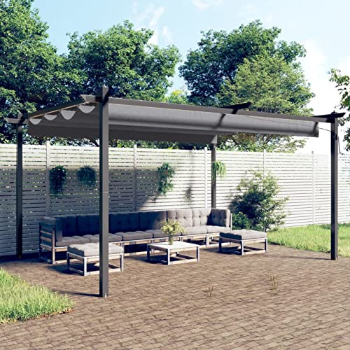 BaraSh Pavillon mit Ausziehbarem Dach 4x3 m Anthrazit Strandpergola Grillpavillon Carport Auto von BaraSh