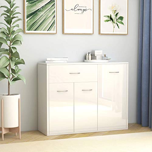 BaraSh Sideboard Flur Kommode Sideboard Wohnzimmer Hochglanz-Weiß Schrank Schmal 88x30x70 cm Holzwerkstoff von BaraSh