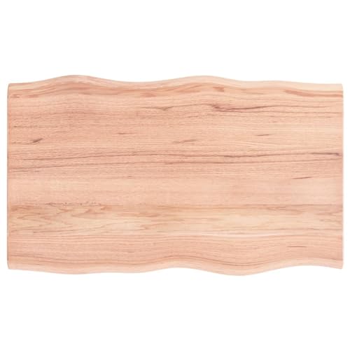 BaraSh Tischplatte 100x60x2 cm Massivholz Eiche Behandelt Baumkante Schreibtisch Massivholz Holz-MittelstüCk FüR Tisch von BaraSh