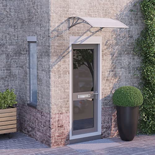 BaraSh Türvordach Grau und Transparent 80x80 cm Polycarbonat Vordach FüR HaustüR üBerdachung Terrasse von BaraSh