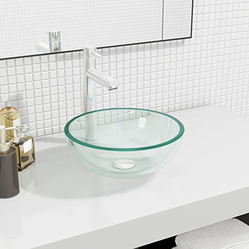 BaraSh Waschbecken Hartglas 30x12 cm Transparent Waschbecken Mit Unterschrank Klein von BaraSh