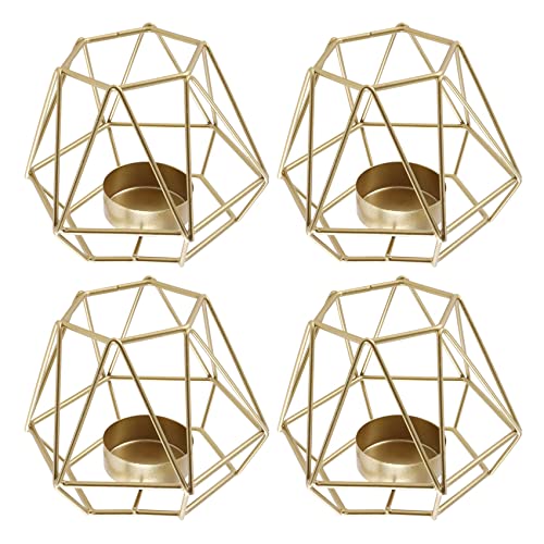 Barabesty 4 Stück Metall Geometrisches Design Teelicht Votivkerzenhalter Hohl Kerzenhalter für Hochzeit von Barabesty