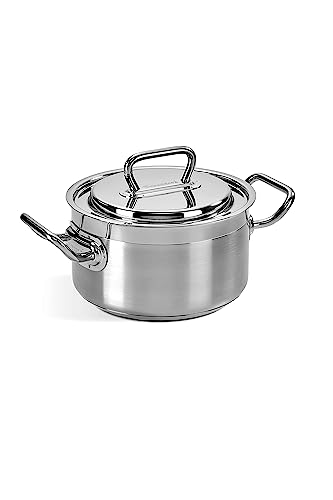 Barazzoni Professional, Casserole with lid ø16cm, Stainless Steel 18/10, Capacity 1,50lt, Induction, Made in Italy von Barazzoni