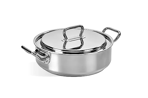 Barazzoni Professional, Low casserole with lid ø28cm, Stainless Steel 18/10, Capacity 4,50lt, Induction, Made in Italy von Barazzoni