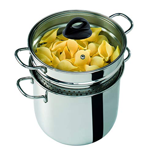 Barazzoni 419048022 Pasta-Topf, Kochen und Zusehen, Spaghetti-Topf, Deckel mit Korb, Made in Italy, Glas Edelstahl 18/10, 6 Liter von Barazzoni