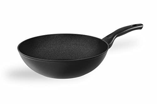 Barazzoni Wok mit langem Griff, 28 cm, Dolomitica, extra schwarz, hergestellt in Italien, Pfoa und nickelfrei von Barazzoni