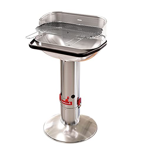 Barbecook Loewy 55 Holzkohlegrill BBQ mit Windschutz aus edelstahl, Grillen für 10 Personen, 60x35x101cm, Verchromt von barbecook