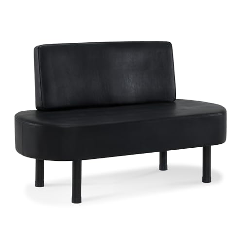Barberpub 3-Sitzer Sitzbank mit Rückenlehne, 130 cm Wartebank für Spa Salon, Polsterbank mit Rückenlehne, Wohnzimmerbank, Schuhbank Friseureinrichtung W517 (Schwarz/Kunstleder) von Barberpub