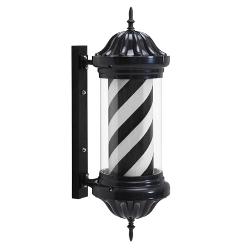 Barberpub Barber Pole Barbierstab, Barbershop Friseurstange mit LED Leucht Salon Einrichtung, Drehbar Stange Friseursalon, Barbier Stange Licht 70 CM, Energie Sparen L054 von Barberpub