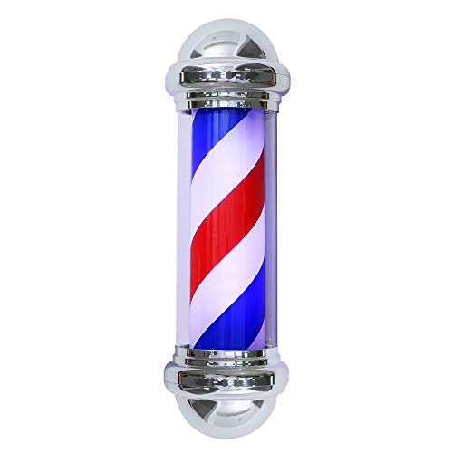 Barberpub Barbierstab klassisch weiß blau rot Barber Pole 75cm Drehen LED Birne von Barberpub