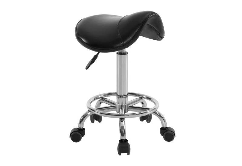 Barberpub Drehhocker Barberpub Rollhocker Sattelhocker Höhenverstellbar H110, 360° drehbar, Bürohocker mit Rollen von Barberpub