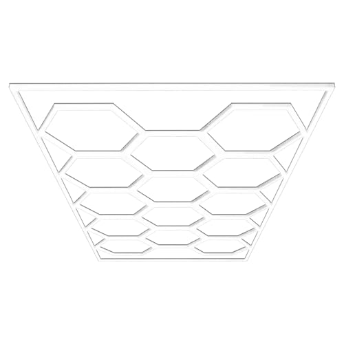 Barberpub Hexagon LED Garage Light, 68970LM 6500K Hexagon LED Beleuchtung für Werkstatt, Friseursalon, 14 Grid (LP004N/dimmbar, PVC-Rahmen) von Barberpub