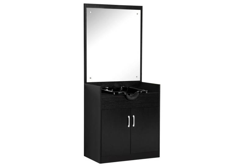 Barberpub Waschtisch Barberpub Friseur Waschtisch Friseurwaschplatz 3130BK, mit Waschbecken Spiegel Unterschrank 80 cm, 47,5 x 84 x 169 cm von Barberpub