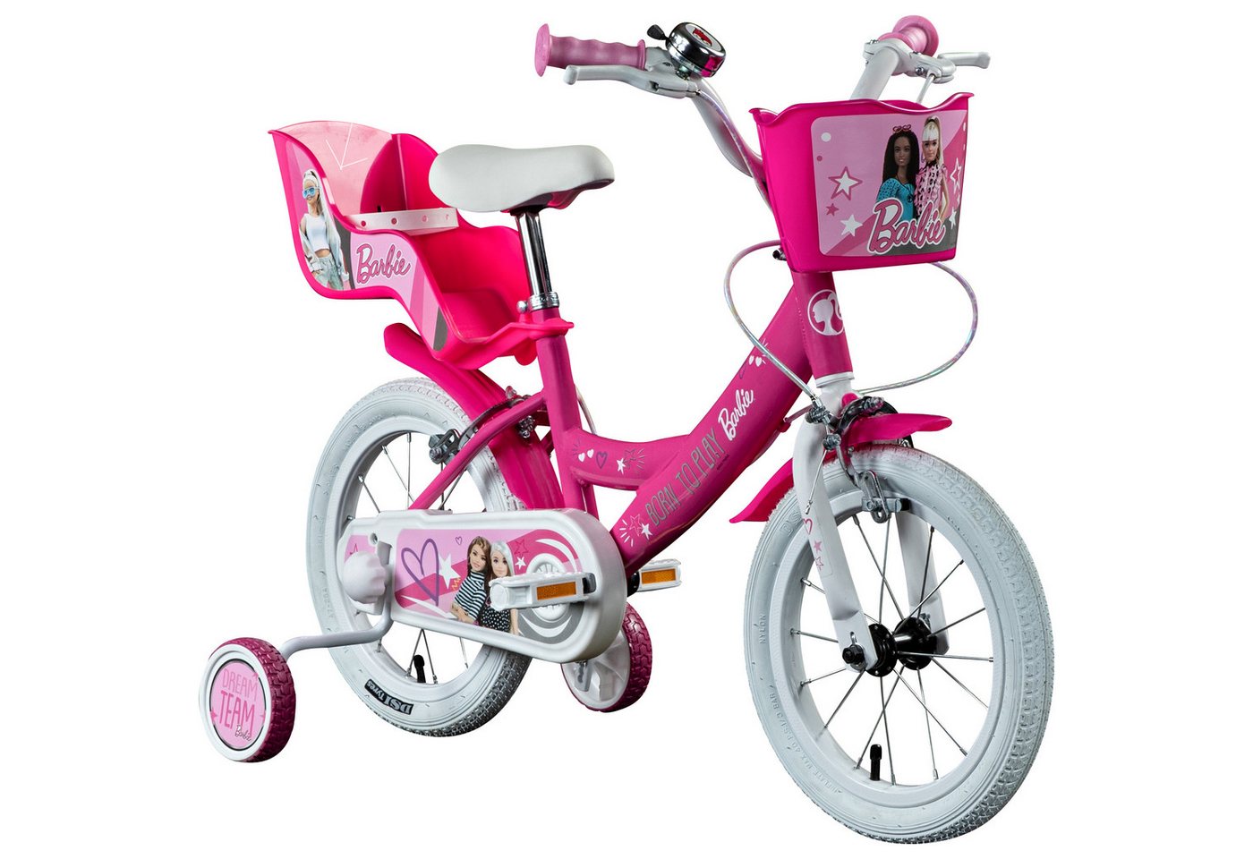 Barbie Kinderfahrrad Barbie, 1 Gang, ohne Schaltung, Kinderfahrrad 14 Zoll Mädchenfahrrad ab 3 110-115cm Fahrrad Kinderrad von Barbie
