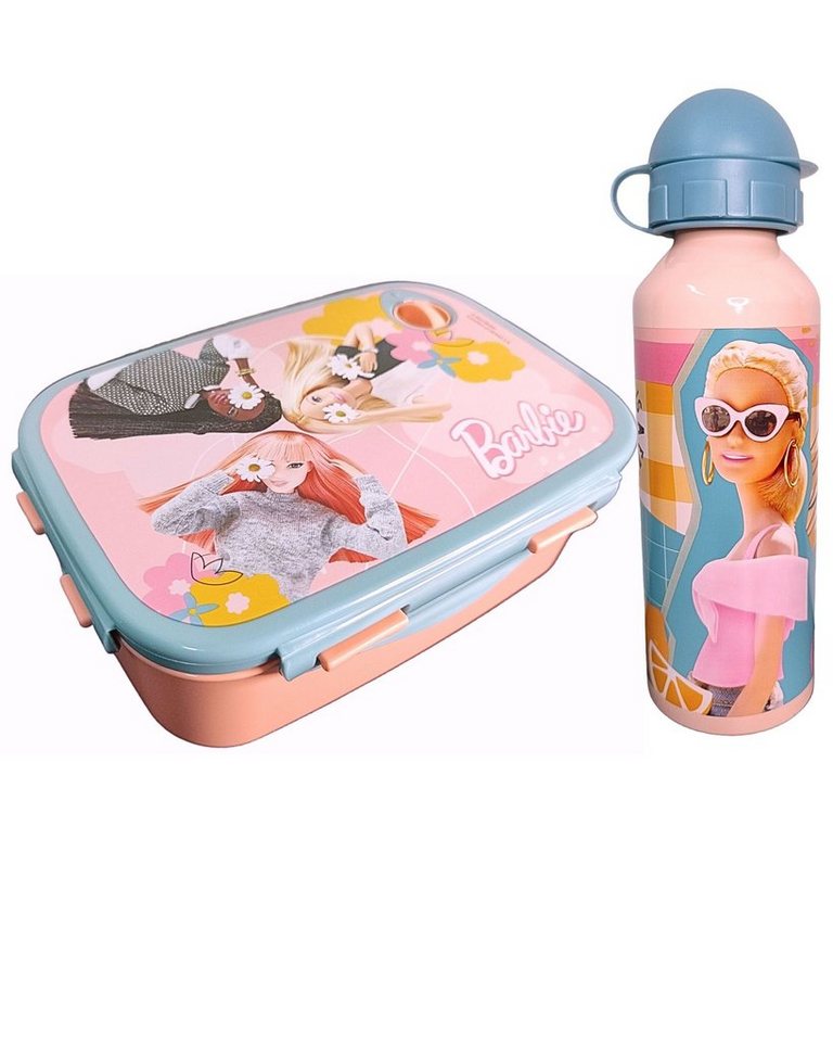 Barbie Lunchbox EVERY DAY IS A FRESH START, Kunststoff, (2-tlg), Kinder Set Brotdose + Alu Trinkflasche BPA frei von Barbie