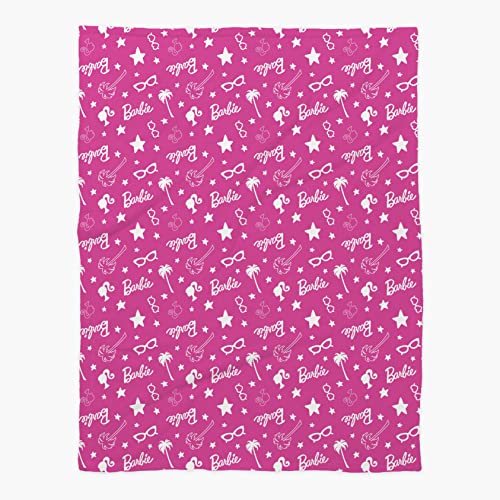 Character World Barbie Fleecedecke, offizielles Lizenzprodukt, Sterne-Schlafzimmer-Design | Warmer, superweicher Überwurf von Barbie