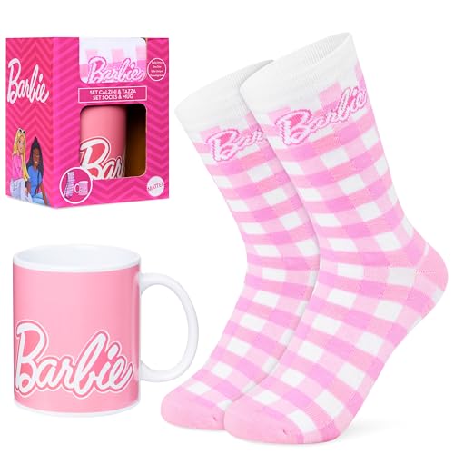 Barbie Tassen-Geschenkset, Kuschelige Damen Socken & Keramik Tasse, Geschenke für Frauen & Teenagers von Barbie