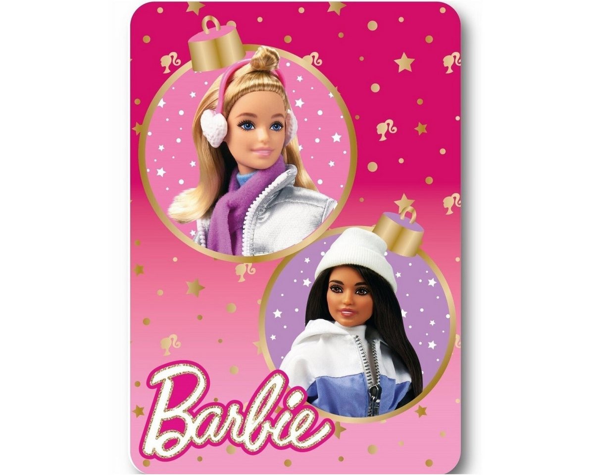 Wohndecke Barbie Winter Weihnachten Polar Fleece Decke 100x140cm, Barbie, Geschenkidee für Mädchen und Jungen von Barbie