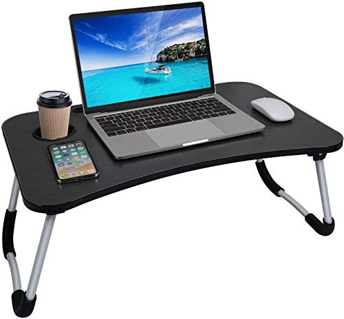 Laptop-Betttisch, Frühstück Serviertablage,Notebookständer, Lese Tisch Stabiler Tragbarer, Bett Tablett mit Tassenschlitz, Multifunktionstisch(60 * 40cm) von Barbieya