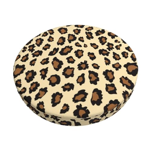 Samt Hockerbezug Rund, 3-Schichten Barhockerbezug Schonbezüge mit Dünner Polsterung, Simple Leopard Barhocker Stuhlbezüge Staubdicht Sitzkissen Rund für Barhocker Rundhocker Bürostühle von Barbool