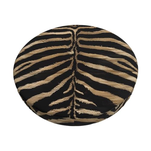 Samt Hockerbezug Rund, 3-Schichten Hocker Bezug Runder mit Dünner Polsterung, Black Beige Zebra Texture Runden Stuhlbezüge Staubdicht Bürostuhl Bezug für Runder Hocker von Barbool