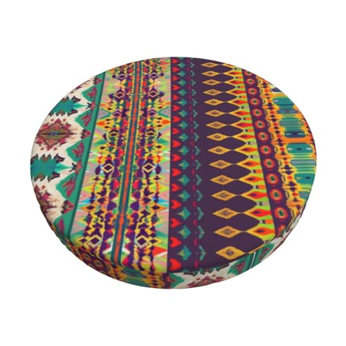 Samt Hockerbezug Rund, 3-Schichten Hockerbezüge Rund mit Dünner Polsterung, Modern Colorful Boho Bezug für Hocker Atmungsaktiv Runde Sitzkissen für Home Office Bar Restaurant von Barbool