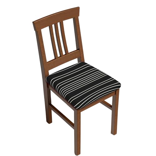 Stuhlsitzbezug 2er Set, Black Horizontal Stripes Sitzkissen Hussen für Esszimmer Anti-Staub Sitzbezüge für Esszimmerstühle für Küchenstühle, Hotel, Bankett von Barbool