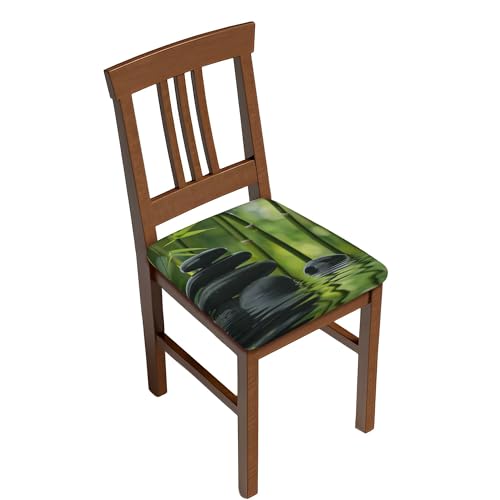 Stuhlsitzbezug 2er Set, Zen Stones Green Bamboo Sitzkissen Hussen für Esszimmer Abwaschbar Stuhlbezug Sitzfläche für Küchenstühle, Hotel, Bankett von Barbool