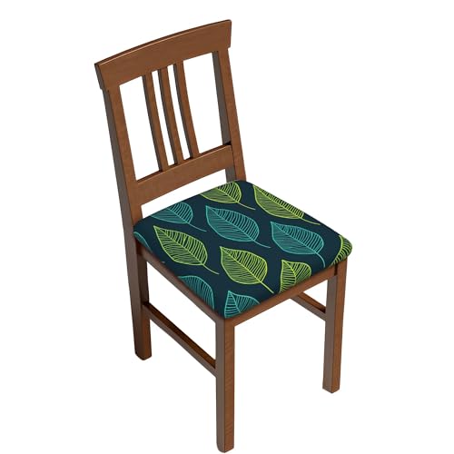 Stuhlsitzbezug 4er Set, Green Line Leaf Silhouettes Sitzkissen Hussen für Esszimmer Abnehmbar Esszimmersitzbezüge für Küchenstühle, Hotel, Bankett von Barbool