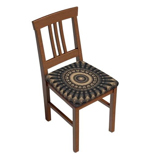 Stuhlsitzbezug 4er Set, Grey Gold Dust Mandala Sitzkissen Hussen für Esszimmer Waschbarer Stuhlbezug Sitzfläche für Esszimmerstühle, Bar Hochzeitsfeier Dekor von Barbool
