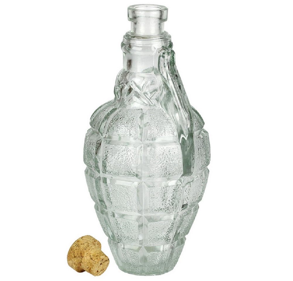 Barbuzzo Karaffe Granate, (mit Kork Verschluss, 1-tlg., für ca. 500 ml), Flasche, Decanter, Glas, transparent, ca. Ø 10 x 21 cm von Barbuzzo