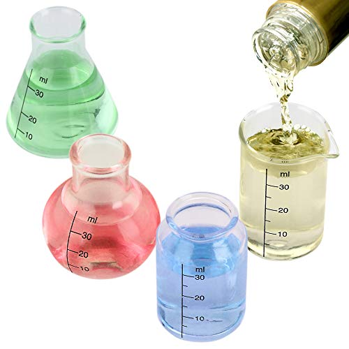 Barbuzzo Lab Shots (Set von 4) – Bringen, Your Inner Nerd Geek, Chemiker, oder Mad Wissenschaftler – Tolles Geschenk für Bio & Chem mit Graduierung, Krankenschwestern, Ärzte und alle, die in Medizin und Forschung von Barbuzzo