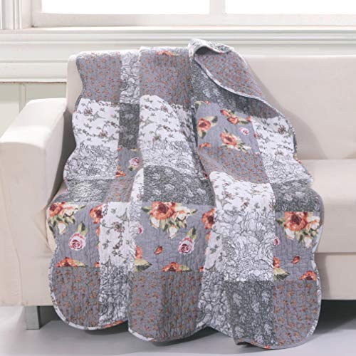 Barefoot Bungalow Giulia Überwurfdecke, 127 x 152,4 cm, Grau von Barefoot Bungalow