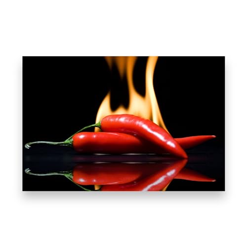 Hot Chili Schneidebrett, Glas, Schwarz, für Arbeitsplatten von Bargain Lovers