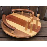 Faule Susan Gewürz Serviert Tablett Multi Hartholz Holz Perlen Mechanismus Einzigartige 11" Durchmesser von BargainSeekersIntl
