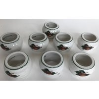 Set 8 Serviettenringe Halter Keramik Handgefertigte Handbemalte Äpfel von BargainSeekersIntl